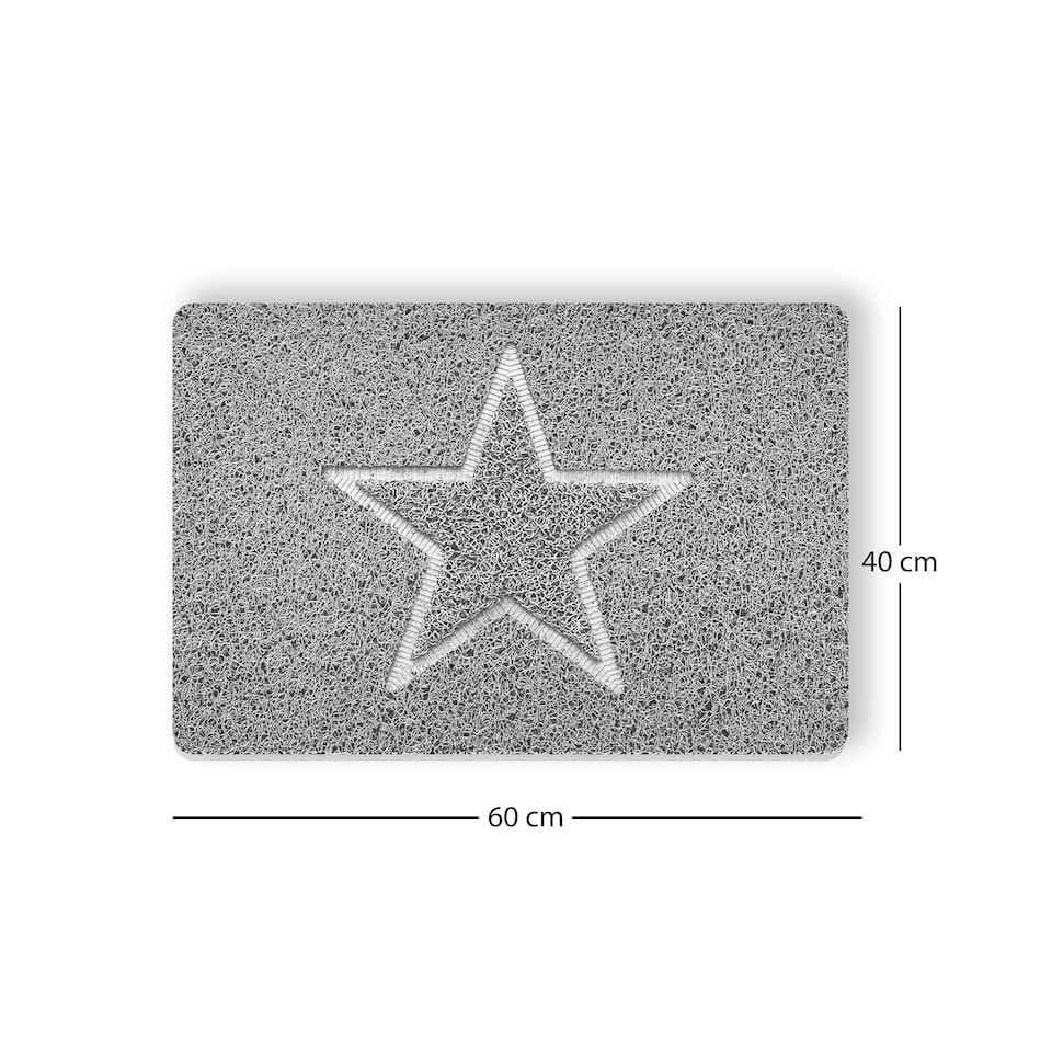 image 1 of Embossed Spaghetti Anti Slip Shower Mat - Star - 60cm x 40cm | Grey | Grey | Rectangular 60x40cm