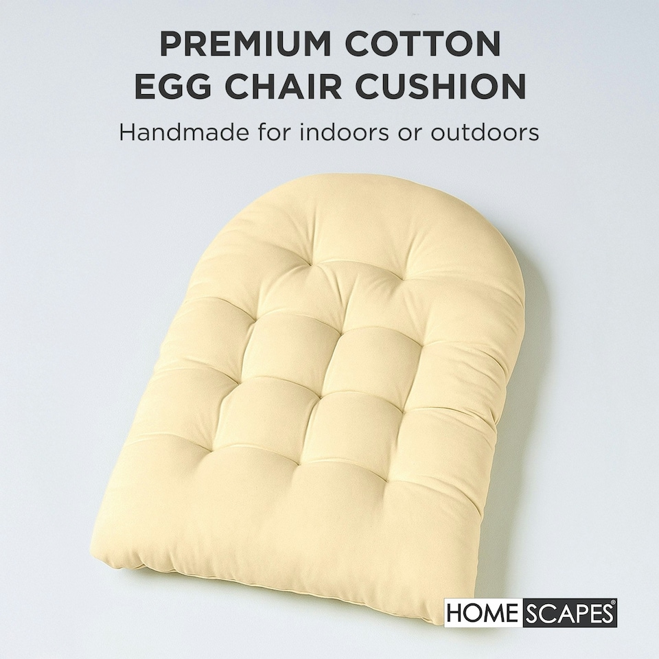 image 1 of Homescapes Cream Round Egg Chair Swing Cushion