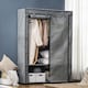 image 7 of HOMCOM Fabric Wardrobe, Portable Fabric Cabinet, Foldable Coat Rack with 4 Shelves, 2 Hanging Rails, 118 x 49 x 170 cm, Light Grey