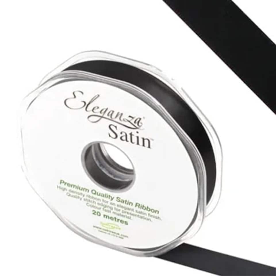 Black Satin Faced Ribbon Reel 15mm x 20m