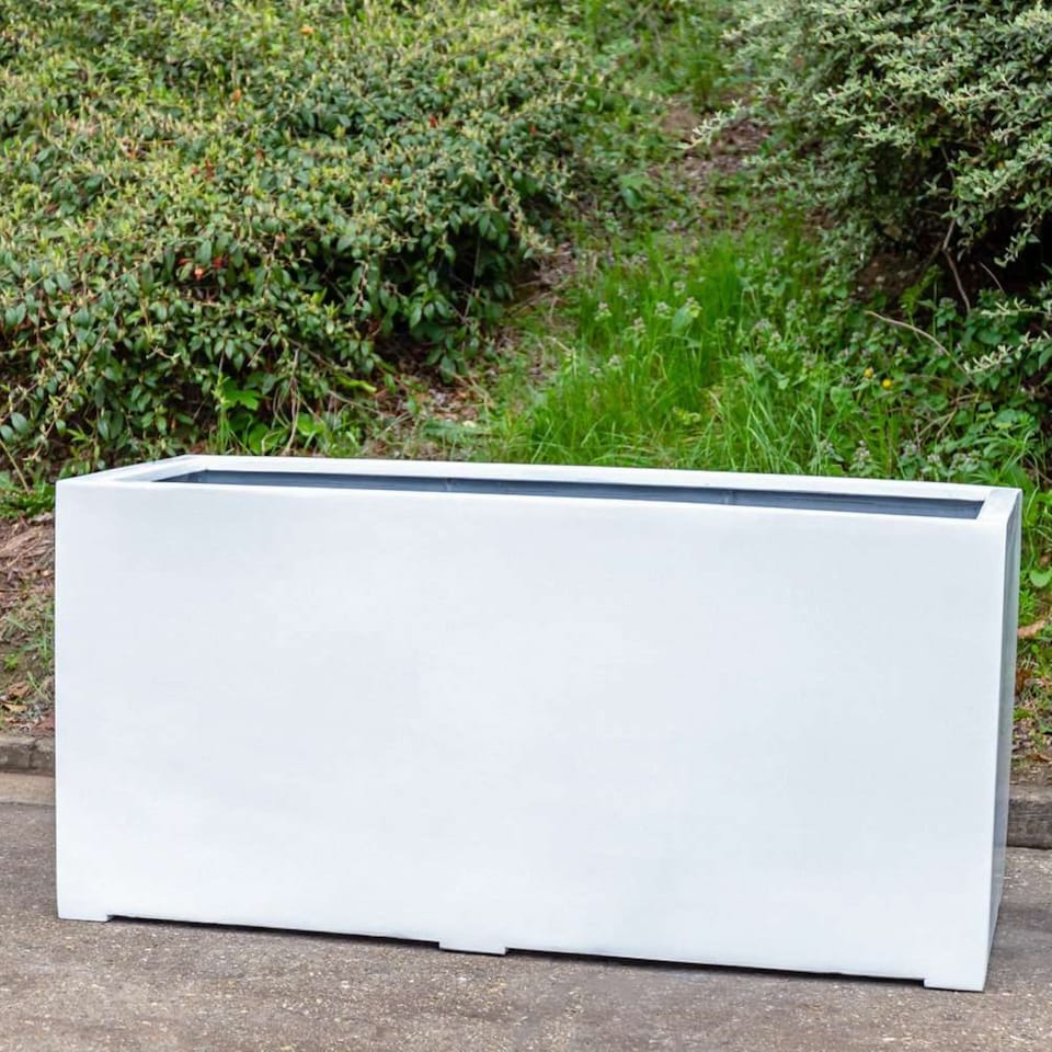 image 1 of Primrose Stone Composite White Trough Outdoor Garden Planter 120cm