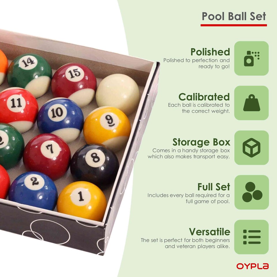 image 1 of Full Size UK Regulation 16 Spots and Stripes Pool Ball Set | Multi