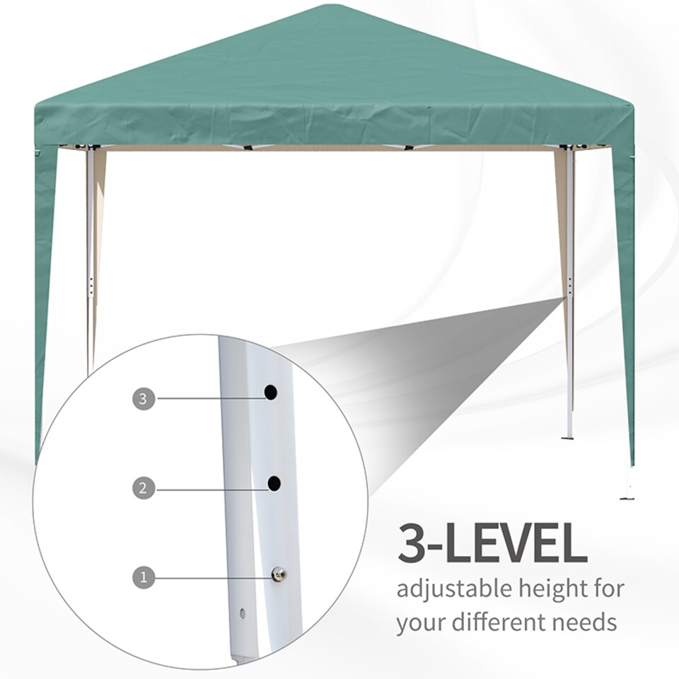 image 1 of Outsunny 3 x 3M Garden Pop Up Gazebo Height Adjustable Marquee Party Tent Wedding Canopy with Carrying Bag, Green
