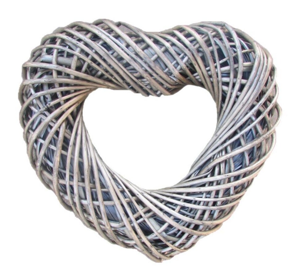 image 1 of Wicker Large Heart Shaped Wreath | Brown | Natural