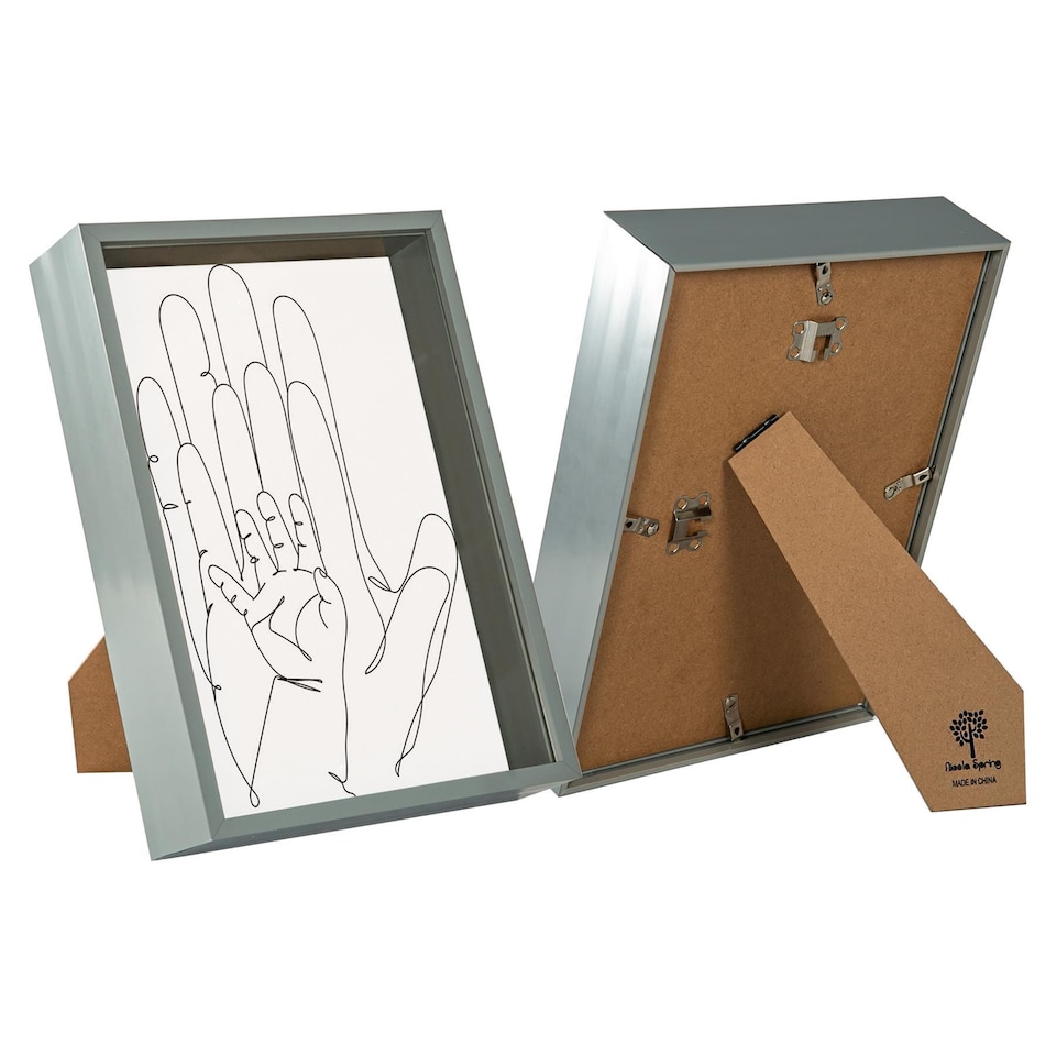 image 1 of Nicola Spring A4 (8 x 12") Deep Photo Frames - Grey - 3D Deep Box Picture Frame Portrait Display Case (31 x 22cm) - Set of 2
