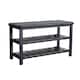 image 1 of Spalding Black Metal Shoe Bench with Two Storage Shelves - Perfect for the Hallway Black