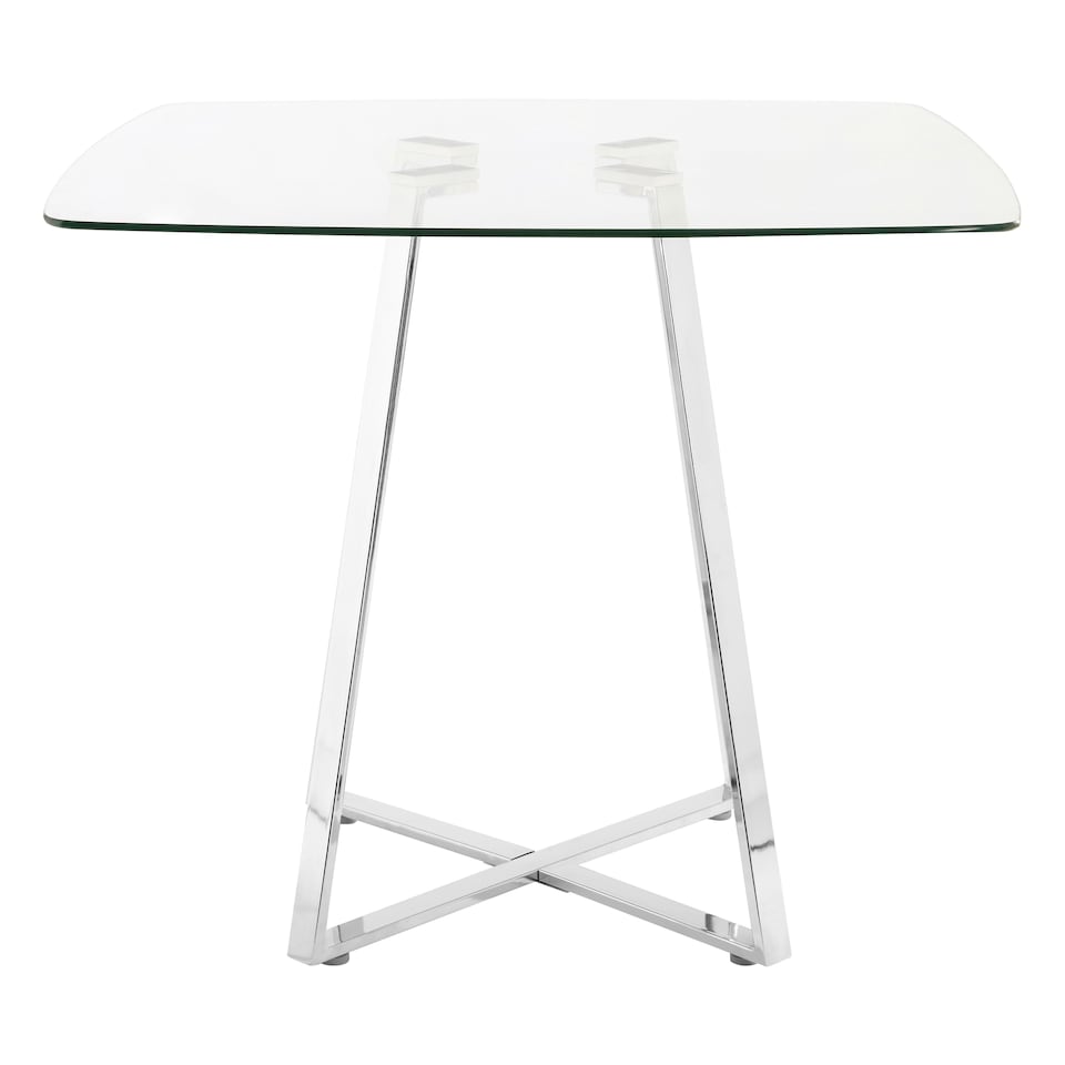 image 1 of Interiors By Premier Modern Glass Square Dining Table, Sturdy Dining Table For Entertaining Guests, Minimalist Open Base Table Silver