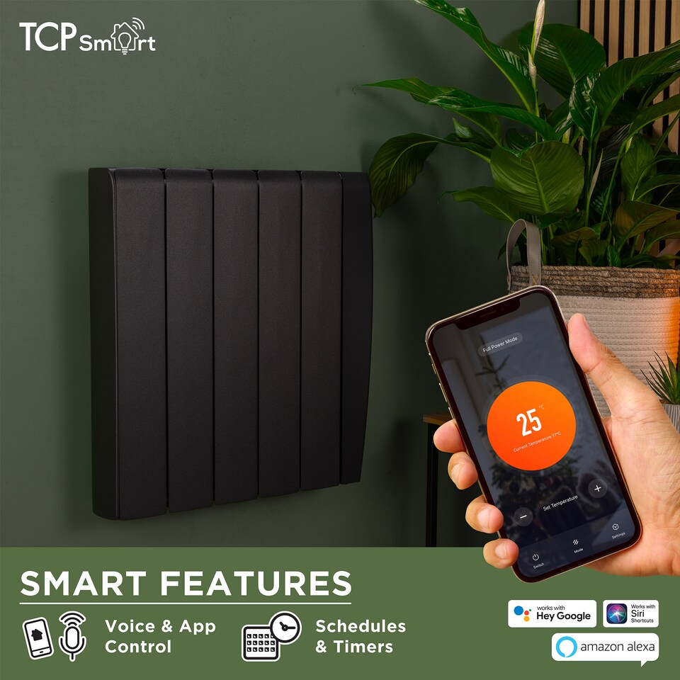 image 1 of TCP Smart 1500W Black Ceramic Panel Electric Radiator