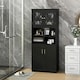 image 3 of COSTWAY Tall Bathroom Cabinet Floor Storage Cabinet Black