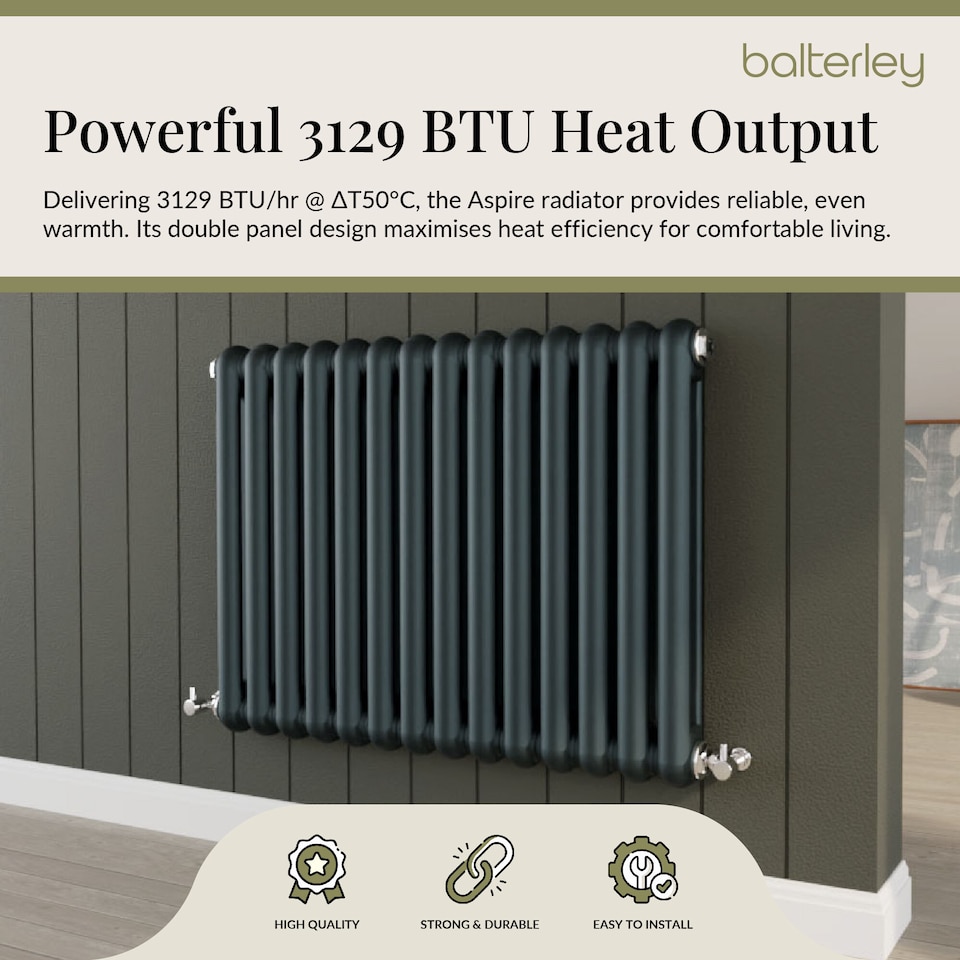 image 1 of Balterley Aspire Horizontal Double Panel Radiator | Grey | Anthracite | 1