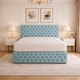 image 1 of Light blue plush double chesterfield divan bed set with footboard and headboard 4 Drawers