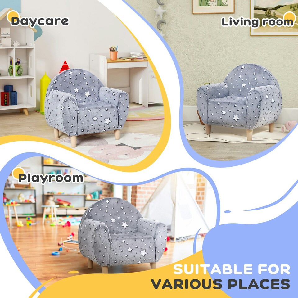 image 1 of AIYAPLAY Kids Armchair, Glow in the Dark Chair for Bedroom 