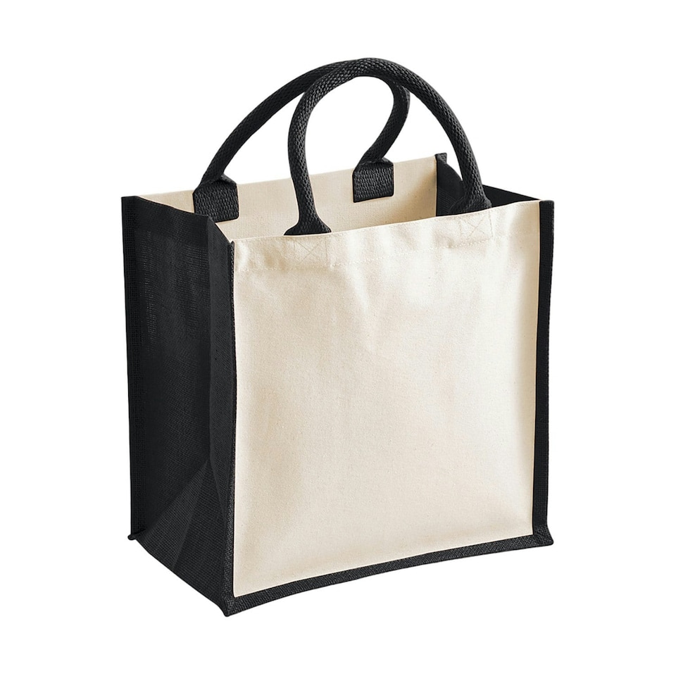 Westford Mill Midi Jute Printable Tote Bag - Black - One Size | Black