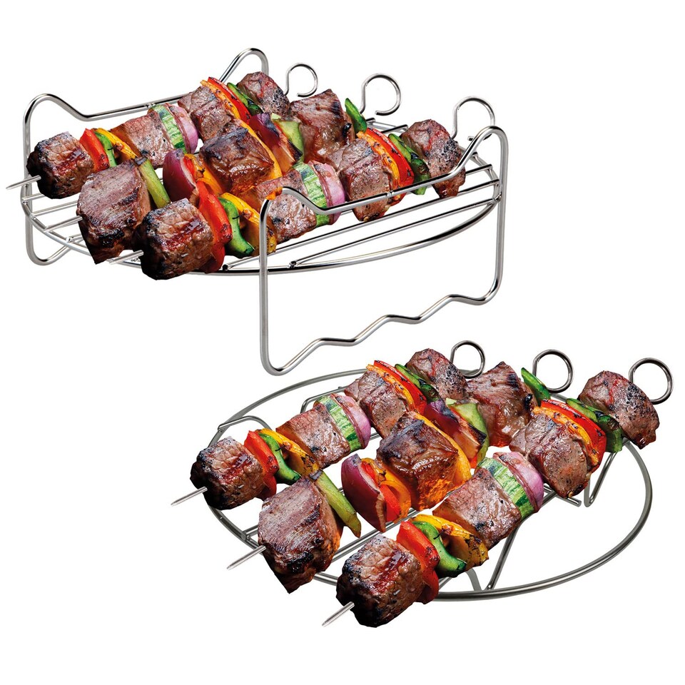 image 1 of PMS Air Fryer Rack with 3 Skewers, Silver