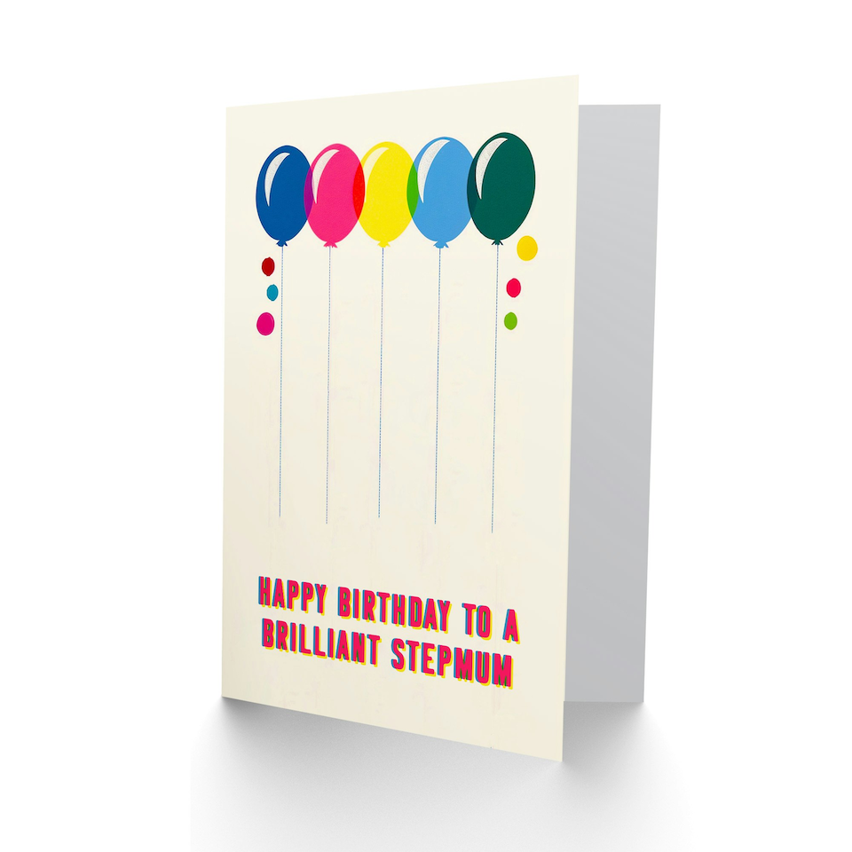 image 1 of Step Mum Fun Colourful Cheerful Pink Yellow Her Step Mum Birthday Card