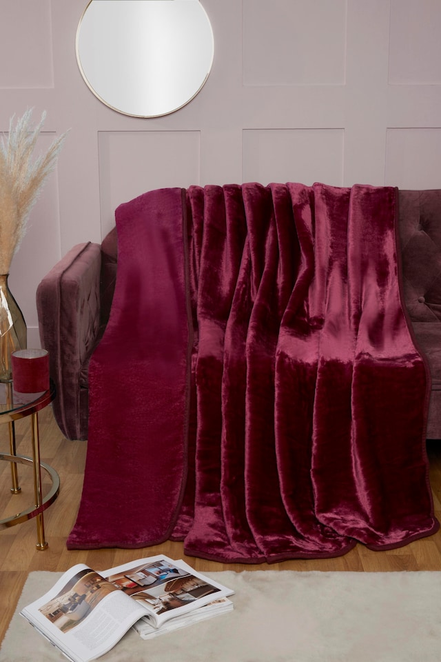 image 1 of Dyed Mink Faux Fur Polyester Super Soft Cosy Plain Throw | Purple | M | 1