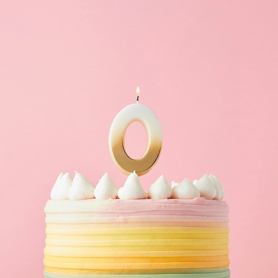 image 1 of Gold Ombre Number '0' Celebration Candle