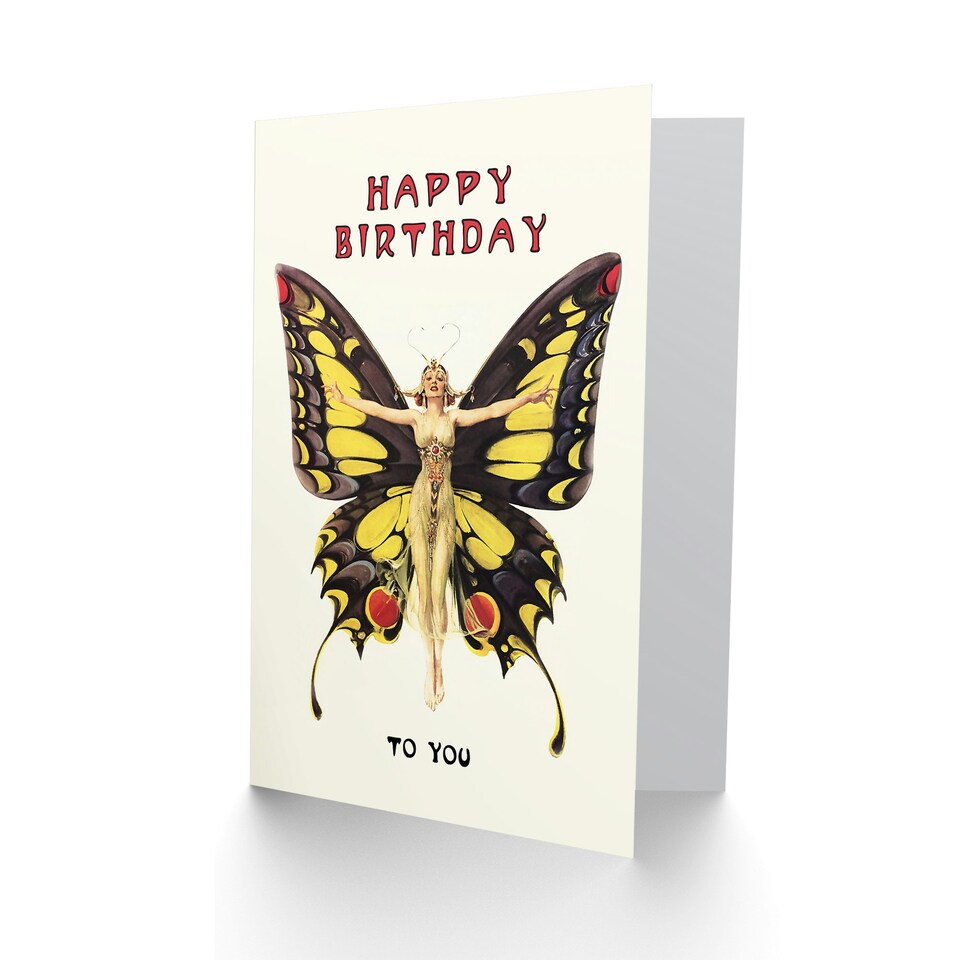 image 1 of Butterfly Dancer Art Nouveau 1920s Retro For Her Birthday Card