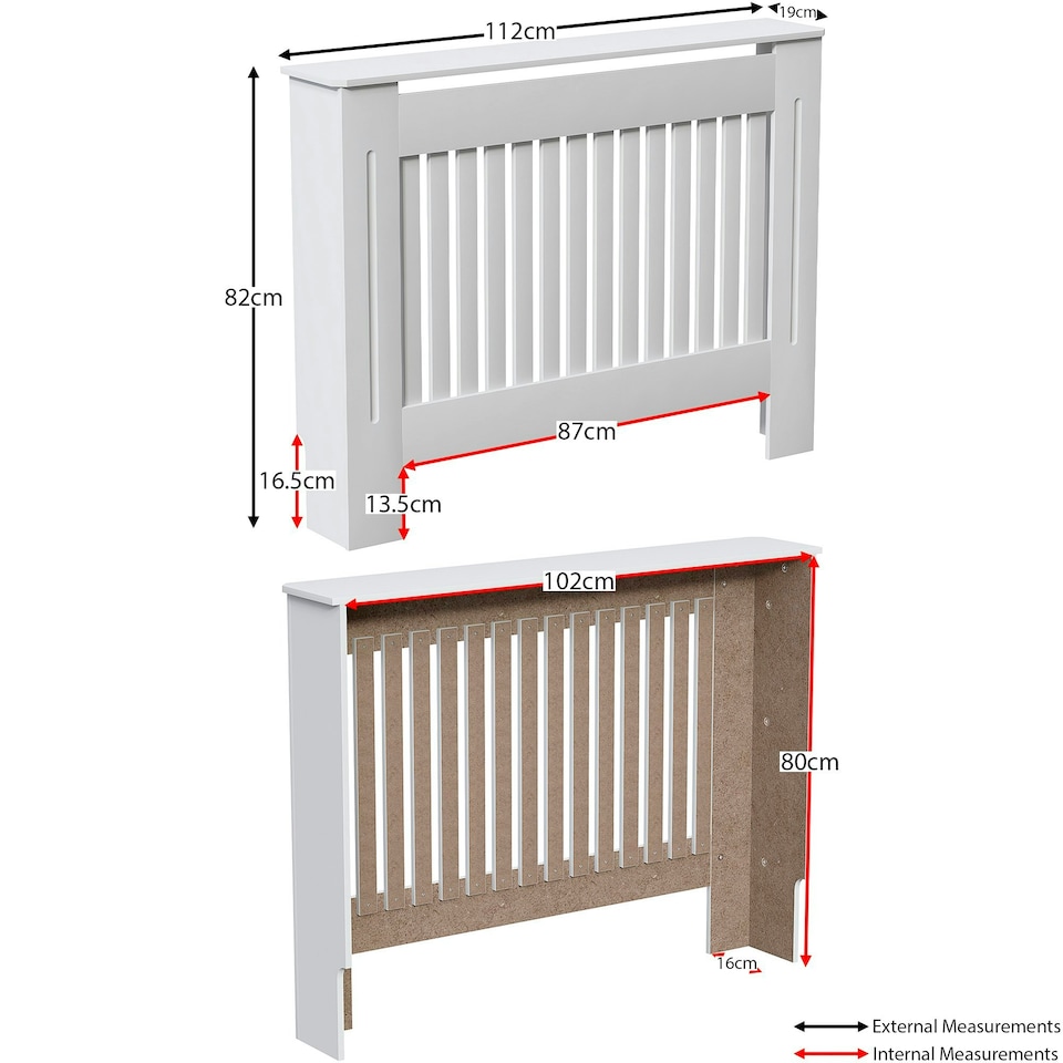 image 1 of Vida Designs Chelsea Radiator Cover Painted MDF Slatted Cabinet, White, 112cm