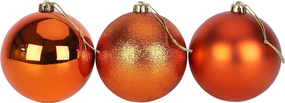 image 1 of 10cm/3Pcs Christmas Baubles Shatterproof Rose Gold,Tree Decorations