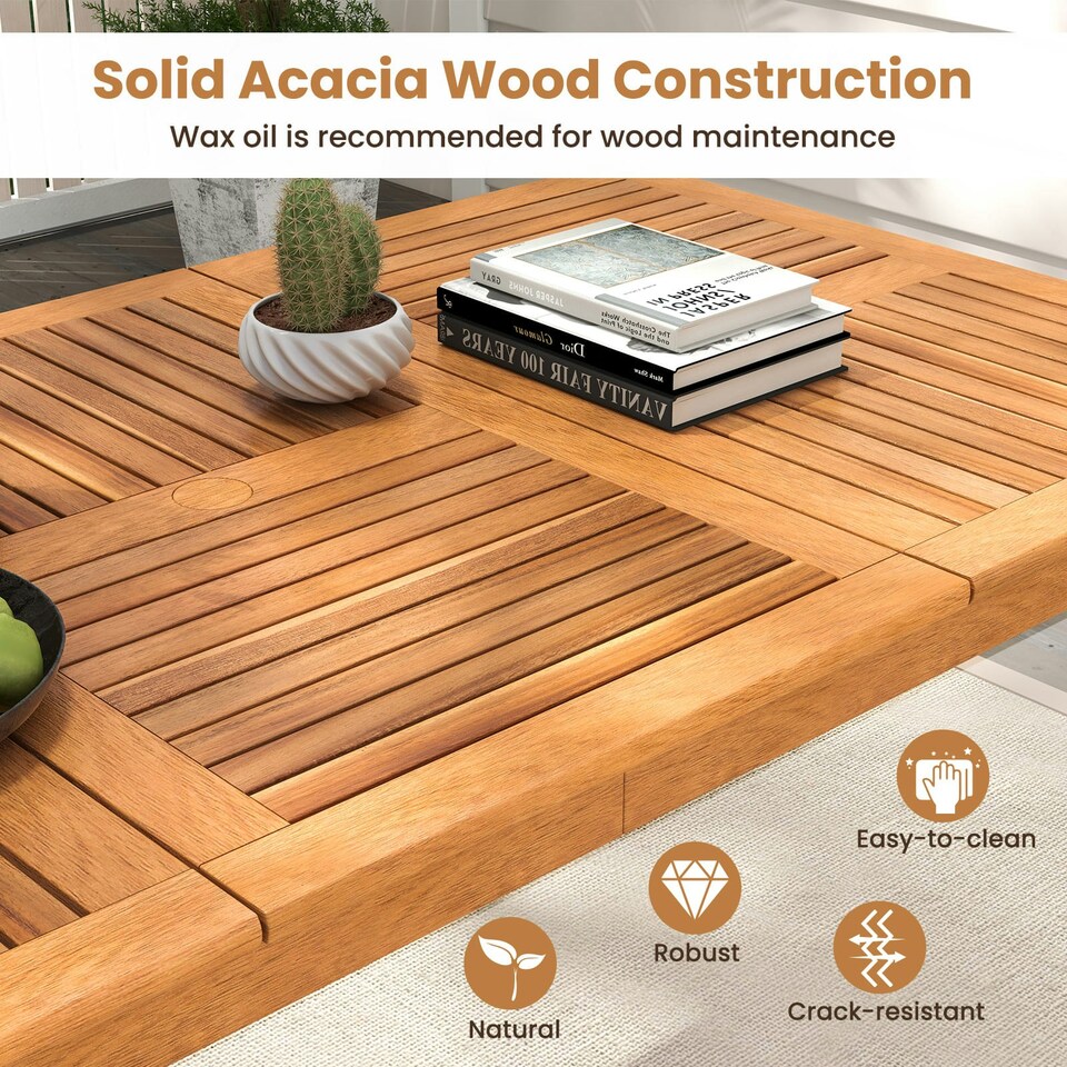image 1 of COSTWAY Patio Table Outdoor Dining Table for 6 People Brown