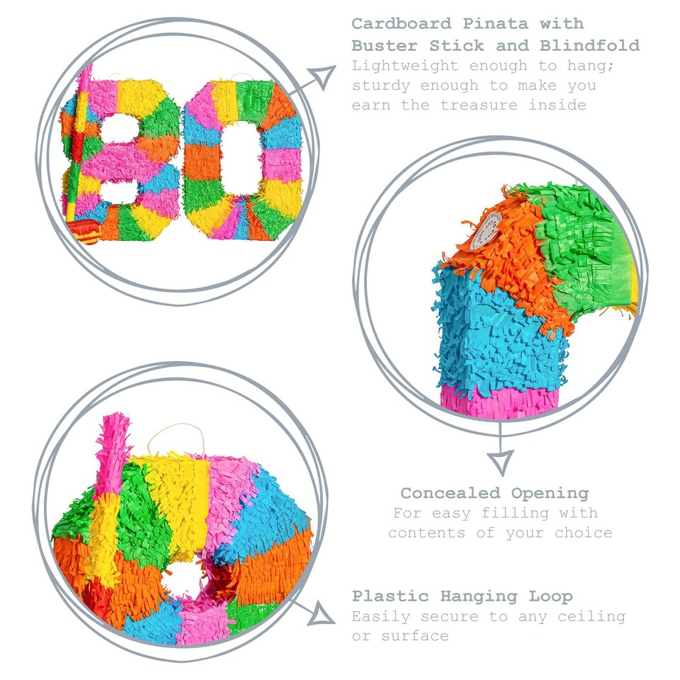 image 1 of Fax Potato 80th Birthday Pinata Set with Stick & Blindfold - Blue Stick
