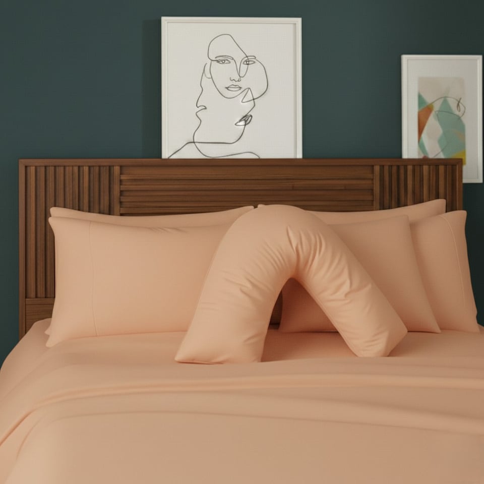 image 1 of V Shape Pillowcase for Support Maternity Pillows Polycotton Easy Care | Orange | Peach