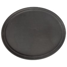 Argon Tableware Oval Serving Tray - 79 x 66cm - Reusable Non Slip Stackable Rubberized Food Drinks Platter Tray | Black | Black | One Size | 1