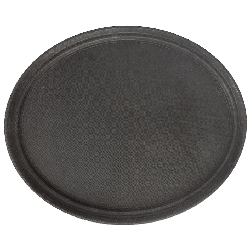 image 1 of Argon Tableware Oval Serving Tray - 79 x 66cm - Reusable Non Slip Stackable Rubberized Food Drinks Platter Tray | Black | Black | One Size | 1