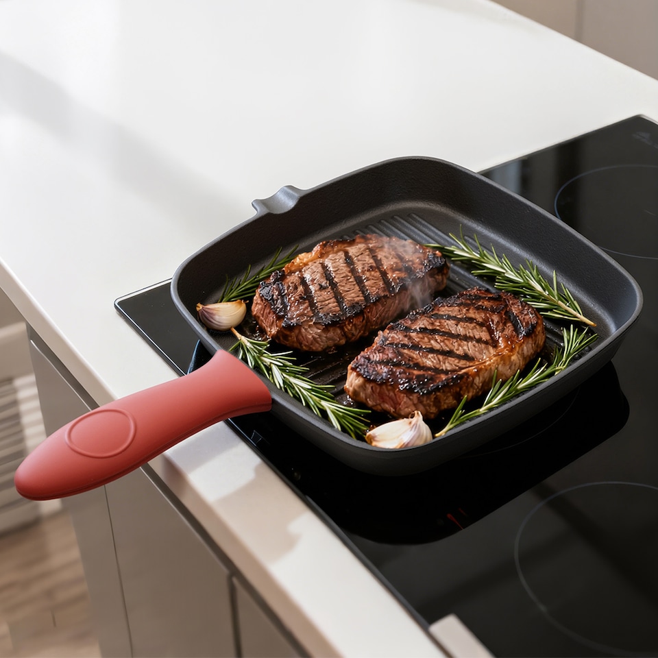 image 1 of Toque Cast Iron Griddle Grill Pan Square Skillet BBQ Non Stick Frying Cookware