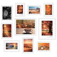 10 Pc Modern Photo Frame Set Wall Mountable and Freestanding Gallery | White | White | Not provided