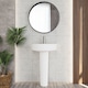 image 2 of Balterley Mila Ceramic D Shape Basin & Full Pedestal Bathroom Sink (Tap Not Included) | White | White