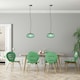 image 9 of Modern Designer Emerald Forest Green Line Ribbed Glass Oval Pendant Lamp Shade | Green