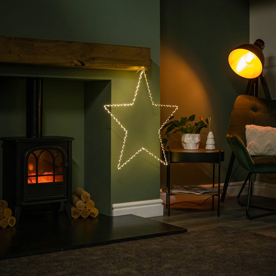 image 1 of 70cm Light up Dewdrop Christmas 2D Star with 230 Warm White LEDs & Timer Function