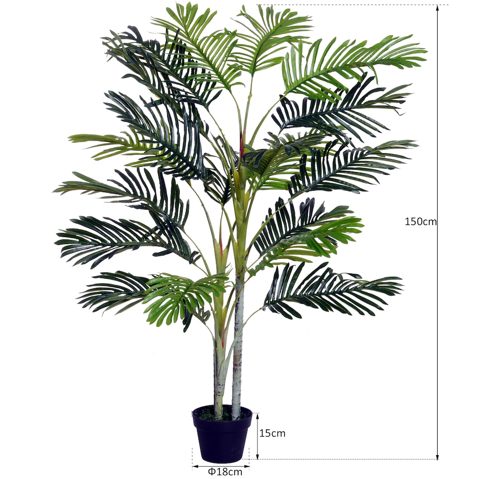 image 1 of Outsunny Artificial Tree, 150cm Tropical Palm Tree, Fake Plants in Pots, FauGreen Plant for Indoor Home Office Living Room Decoration