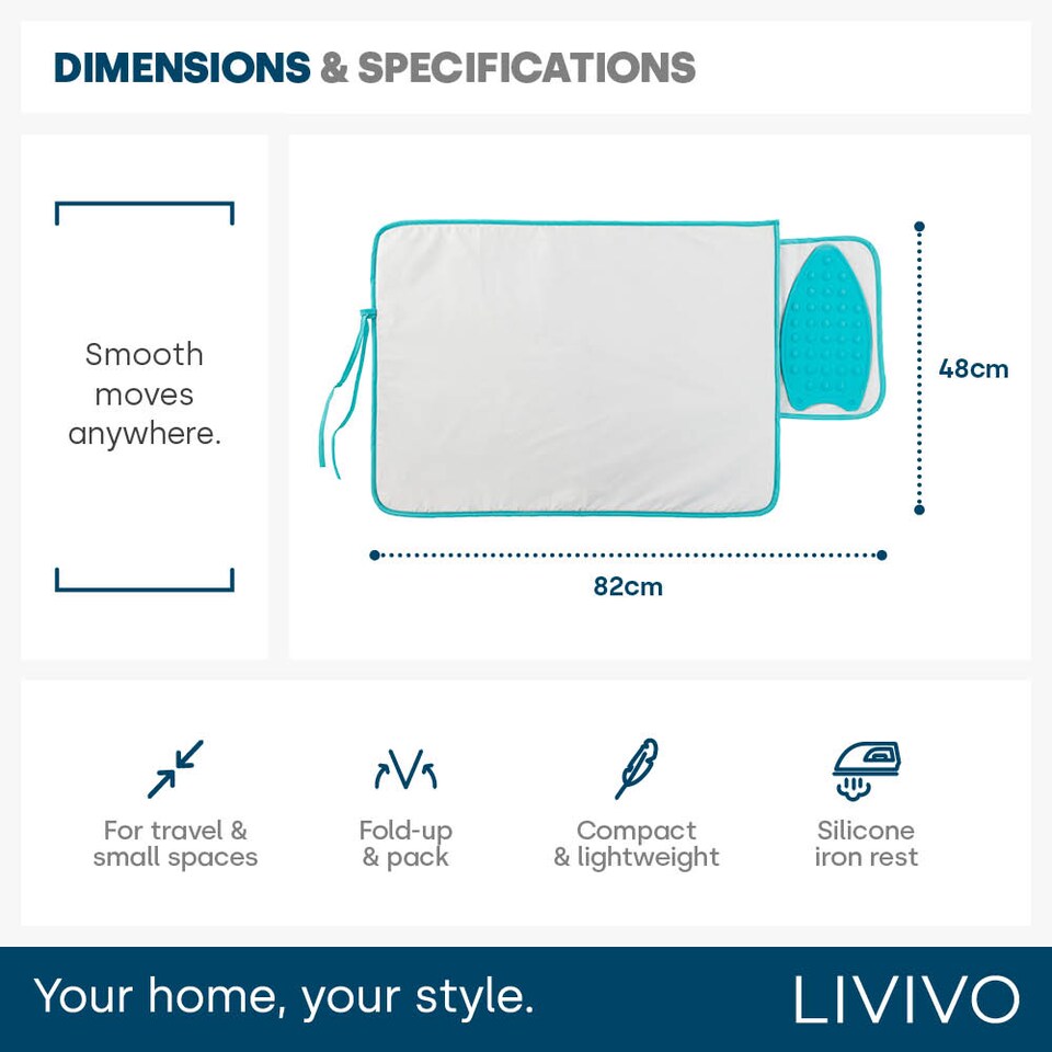image 1 of Travel Iron Mat with Silicone Iron Rest Pad