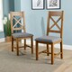 image 3 of Pair Of High Backed Dining Chairs Checked Seat Solid Oak Legs Fully Assembled Grey | Cross Back