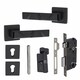 image 1 of Golden Grace Modern Nova Euro Lock Door Handles in Matt Black Finish with 70mm Key and Thumbturn Barrell Black