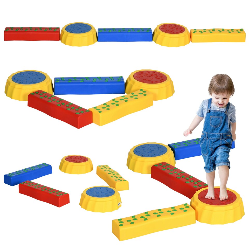 image 1 of Outsunny 5 PCS Kids Stepping Stones Balance Beam w/ Non-Slip Surface and Bottom