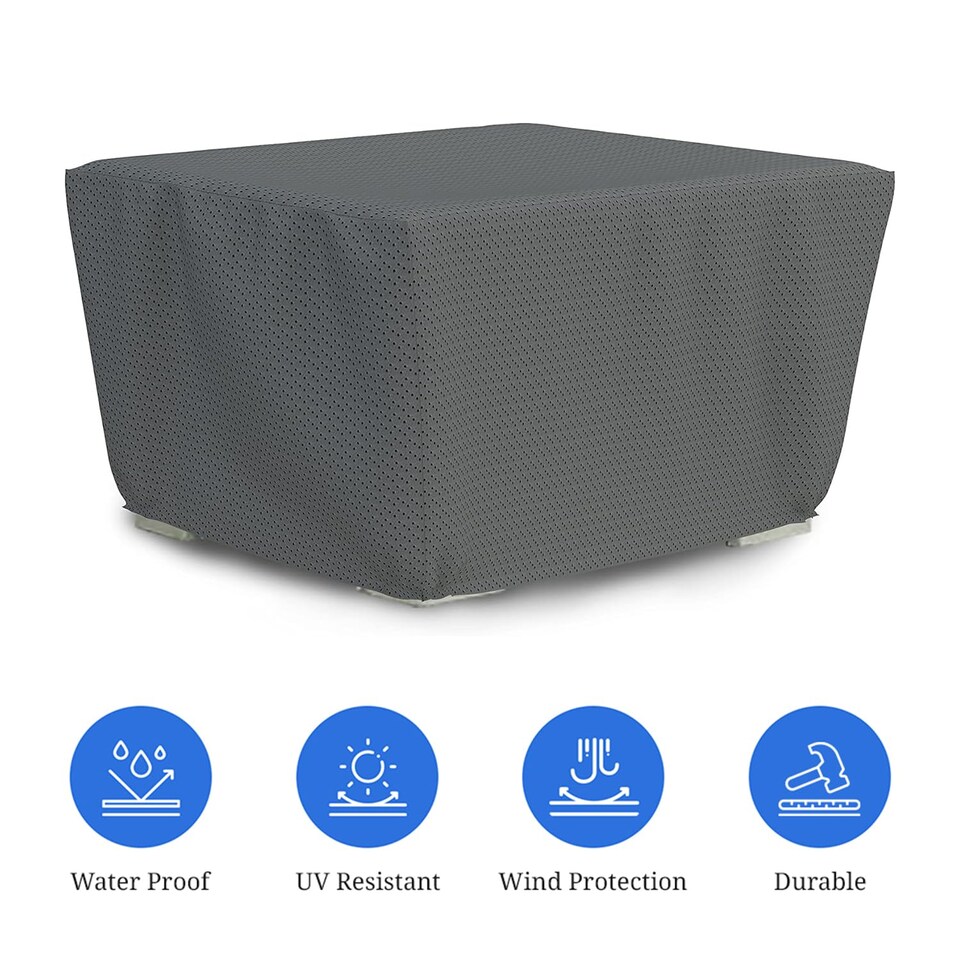 image 1 of Covers&All Outdoor Square Fire Pit Cover, 30 in L x 30 in W x 12 in H, Gray