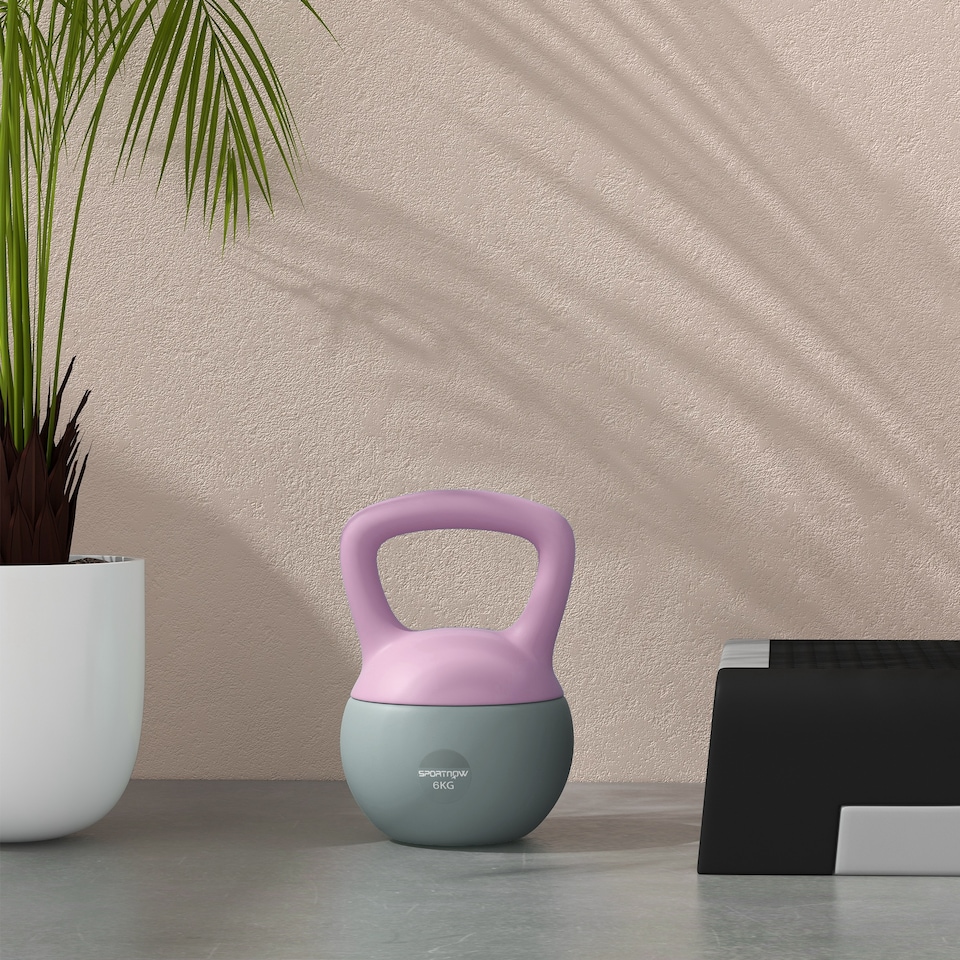 image 1 of SPORTNOW 8KG Kettlebell with Soft Body and Non-Slip Handle, Yellow and Grey | Purple | Purple and Grey