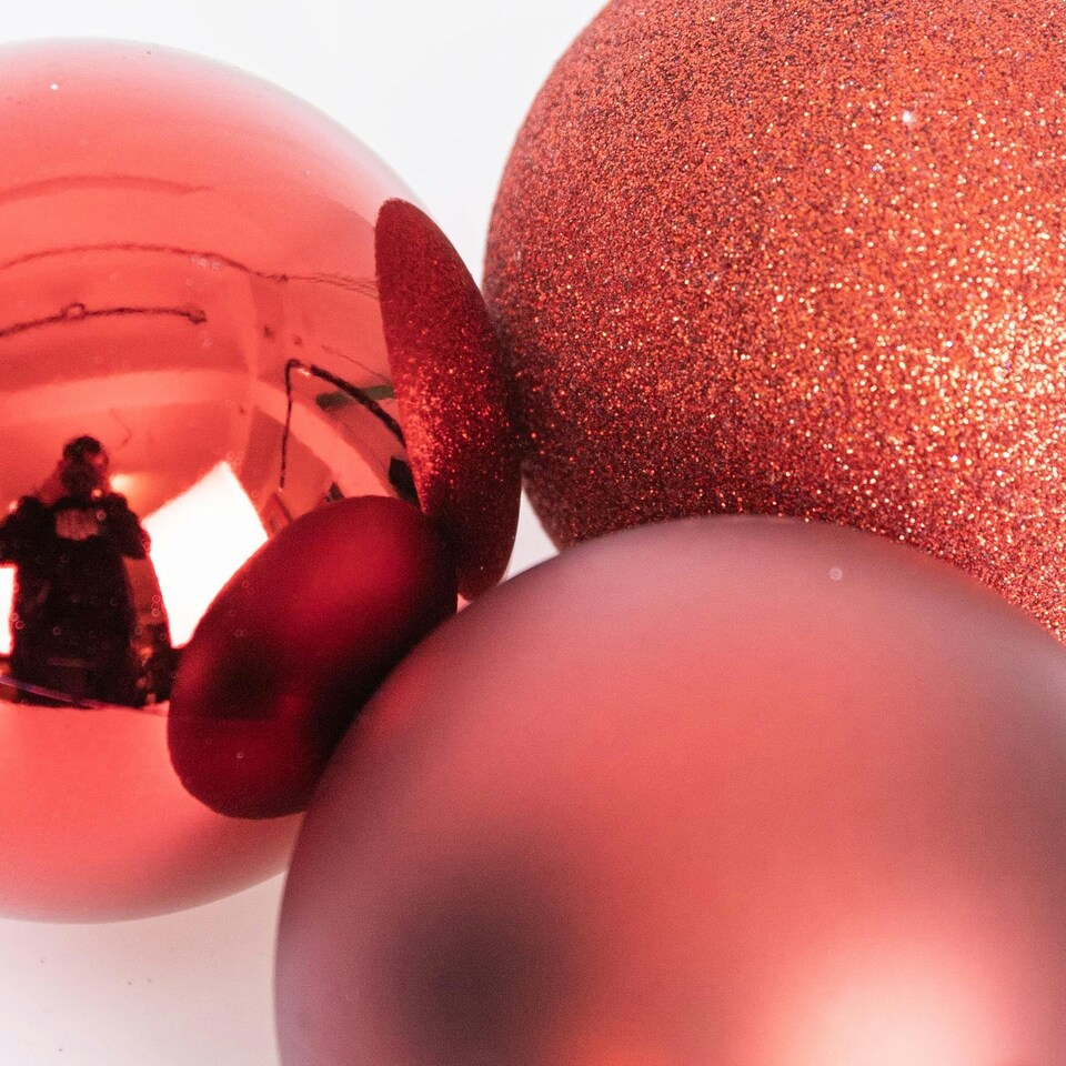 image 1 of 100mm/3Pcs Christmas Baubles Shatterproof Dark Red,Tree Decorations