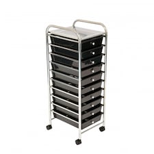 Oypla 10 Drawer Storage Mobile Makeup Salon Trolley Portable Storage Organiser Black