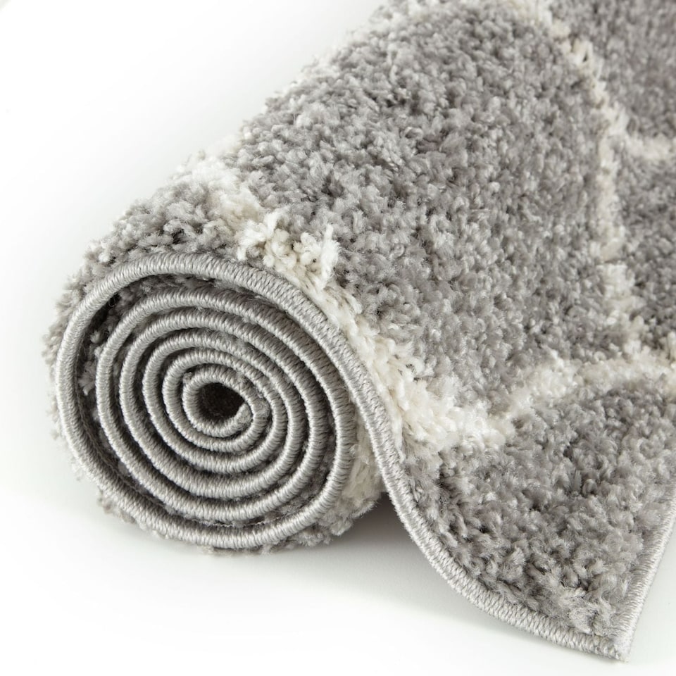 image 1 of The Rugs Moroccan Collection Soft High Pile Shaggy Trellis Floor Rugs and Runners Living Room