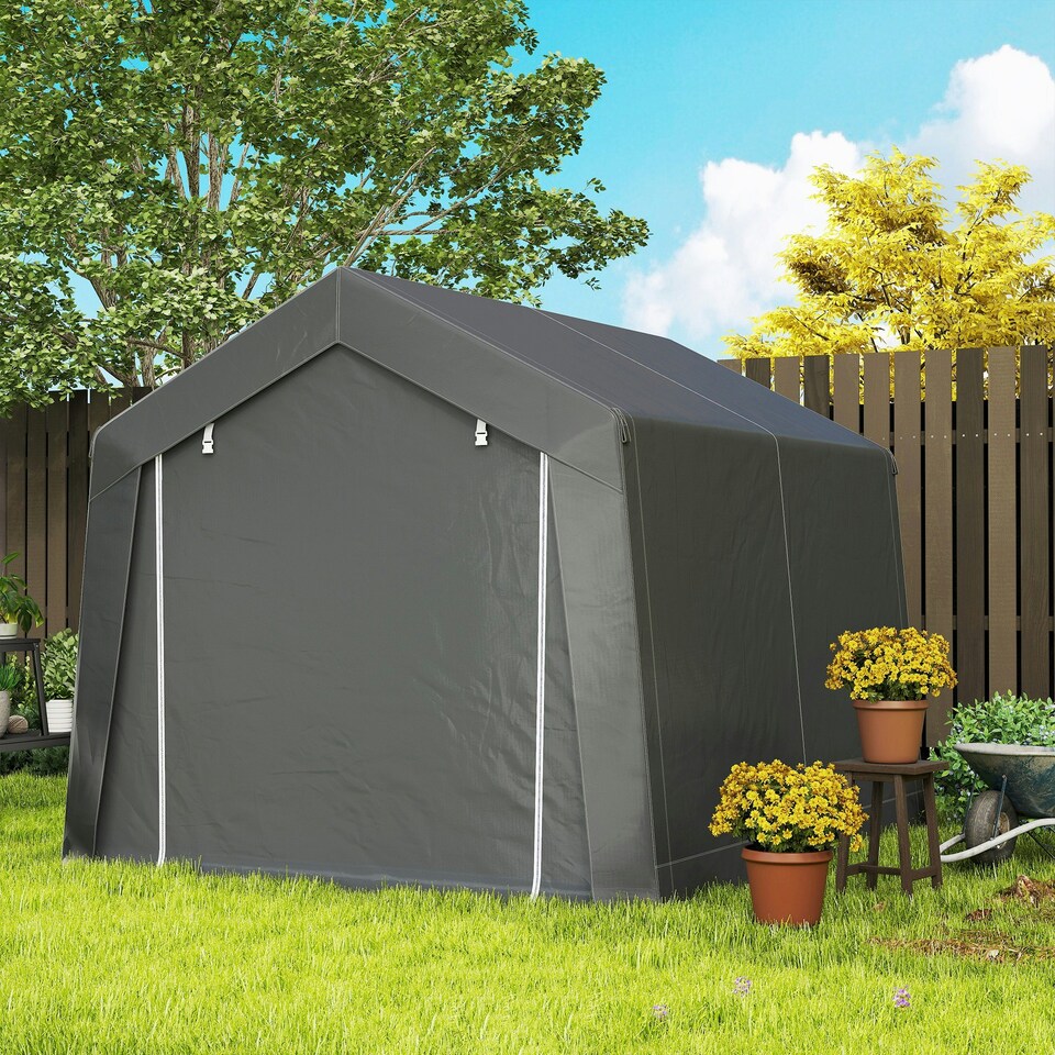 image 1 of Outsunny 3 x 3(m) Portable Shed, Waterproof and Heavy Duty Dark Grey
