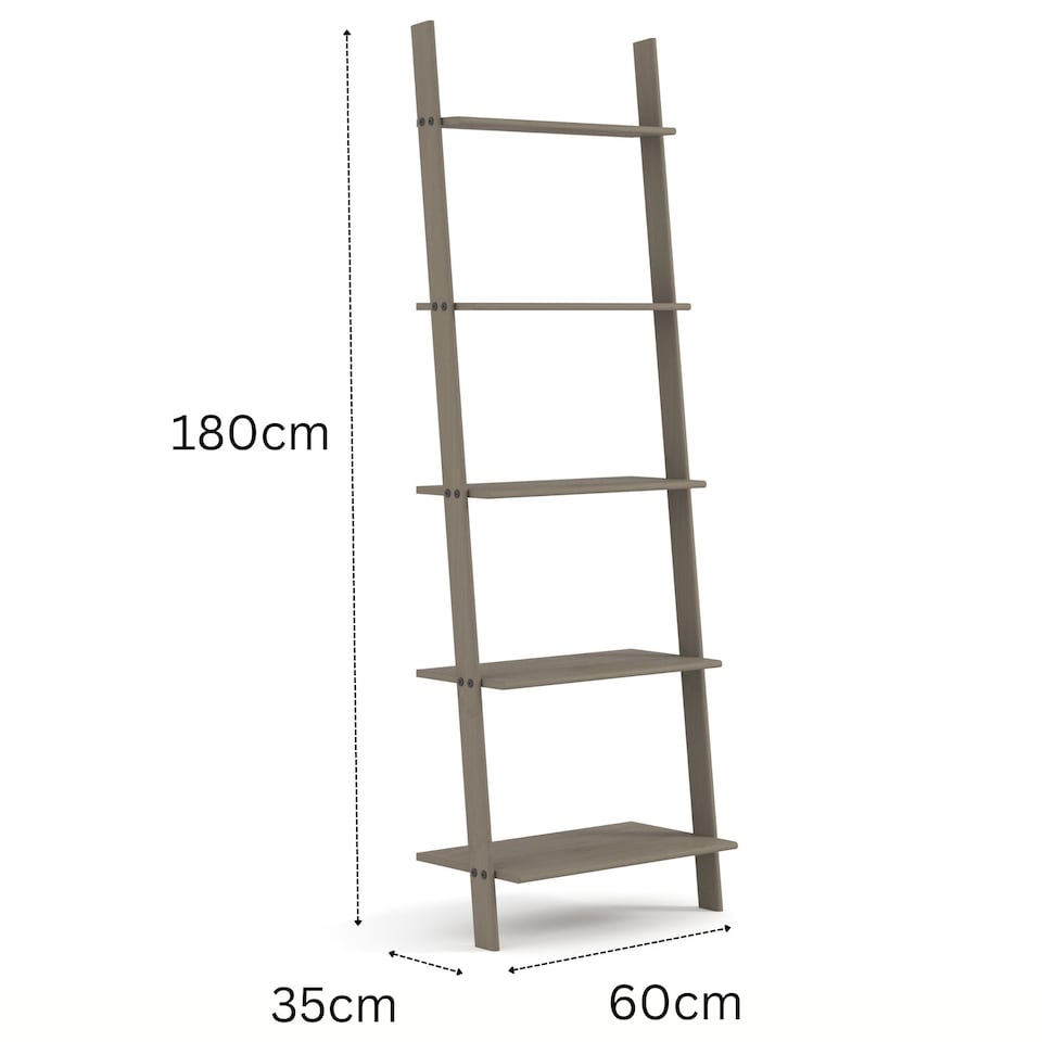 image 1 of Corona Grey Ladder 5 Shelf Unit - Grey Wax Finish with Multi-Depth Shelving and Versatile Storage | Grey | Grey Wax | One Size | 1