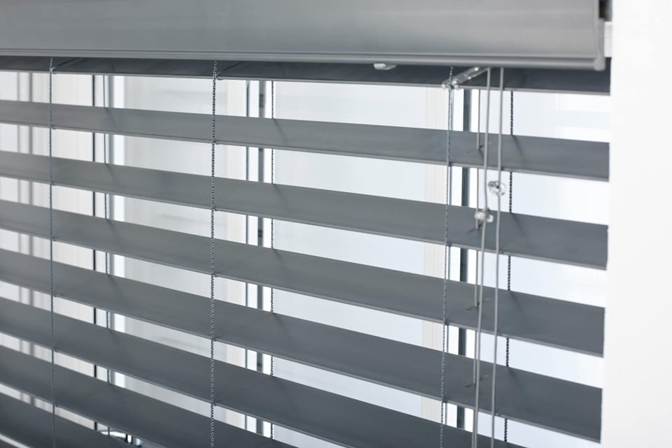 image 1 of Faux Wood Venetian Blind with String (W)165cm x (L)150cm