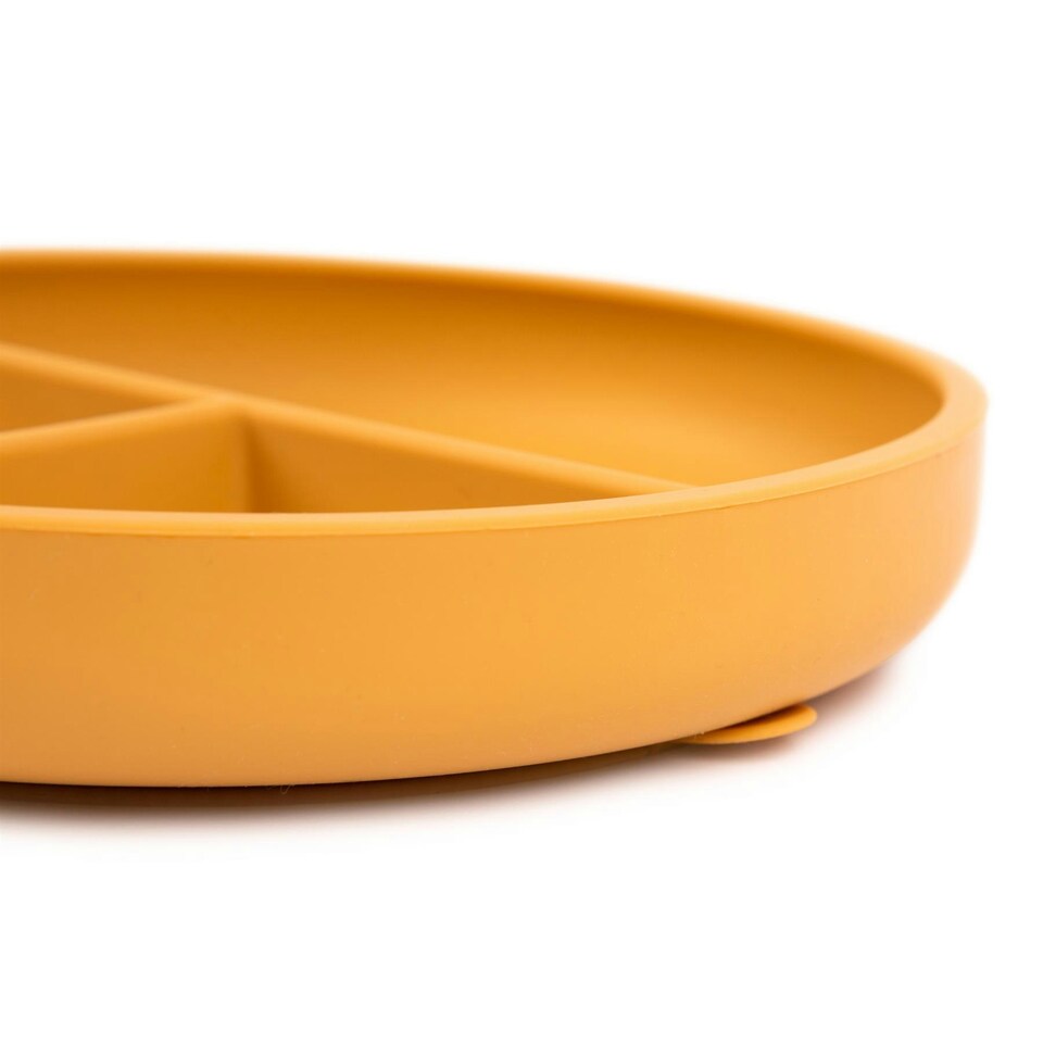 image 1 of Tiny Dining Baby Divided Silicone Suction Plate - Ochre Orange