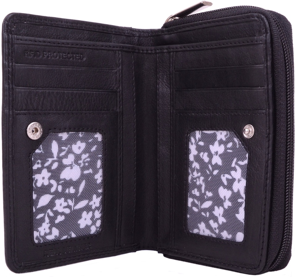 image 1 of London Leathergoods Womens RFID Protected Leather Money / Coin Holder / Purse | Black | Black