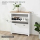 image 4 of HOMCOM 2 Drawer Shoe Cabinet Narrow Shoe Cupboard with Flip Doors
